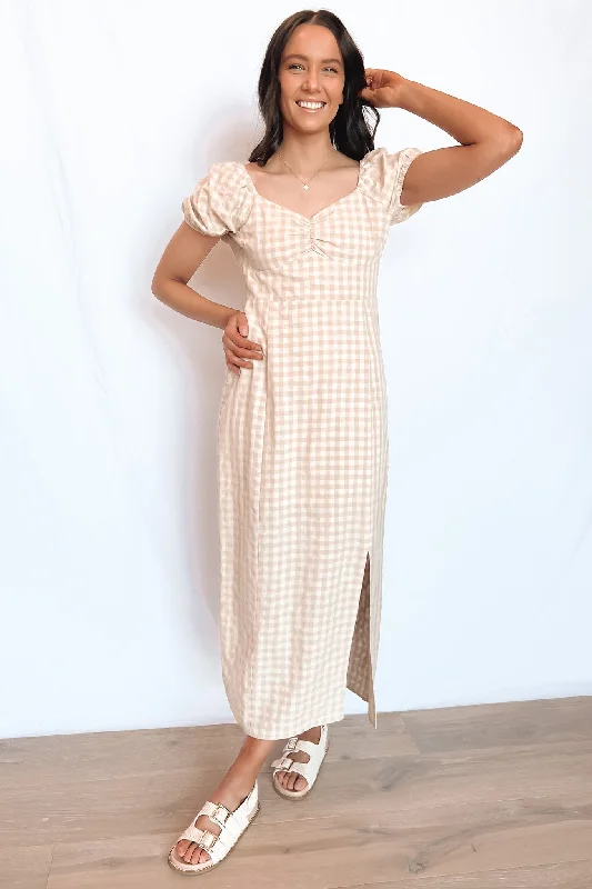 Georgette Maxi Dress Oatmeal