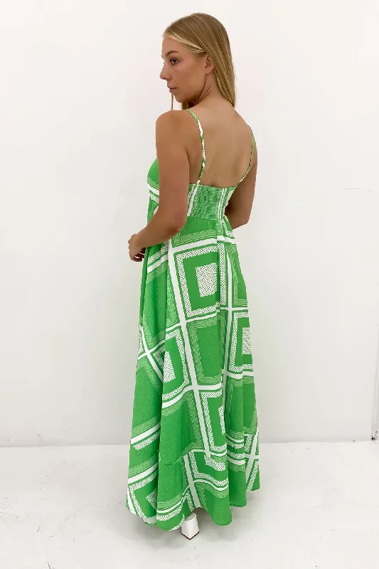 Riley Maxi Dress Green White