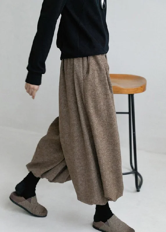 French Pants Loose Spring Elastic Waist Knickerbockers Casual Pants