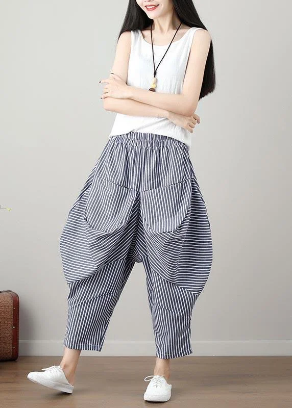 French Striped Harem Oversize Pants Trousers Summer