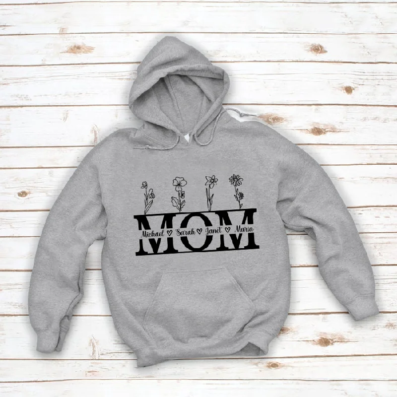 Mom And Birth Month Flower Kids Hoodie