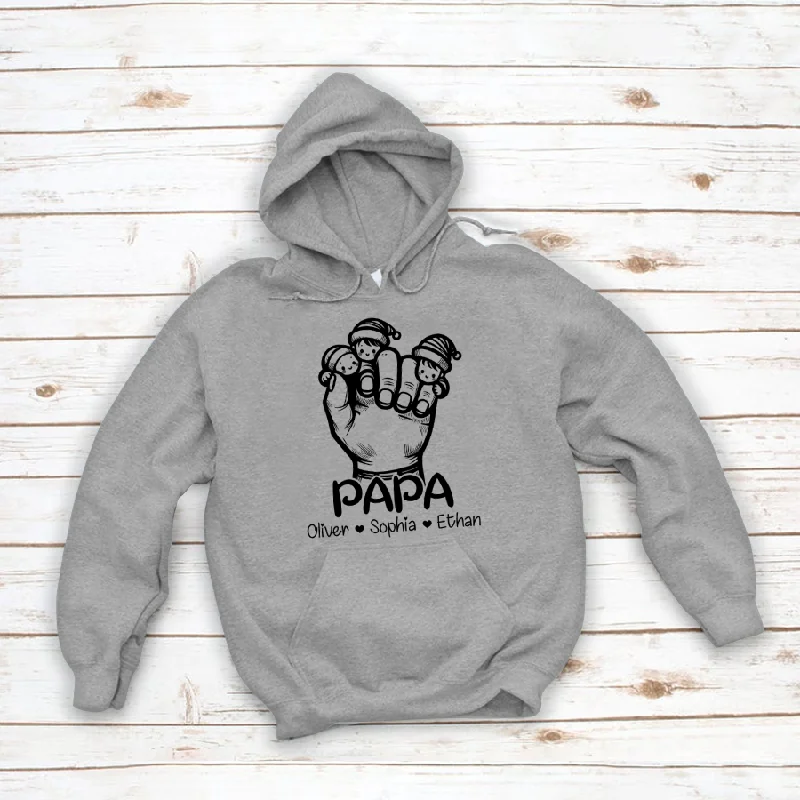 Papa With Facekids Grandkids Hands Hoodie