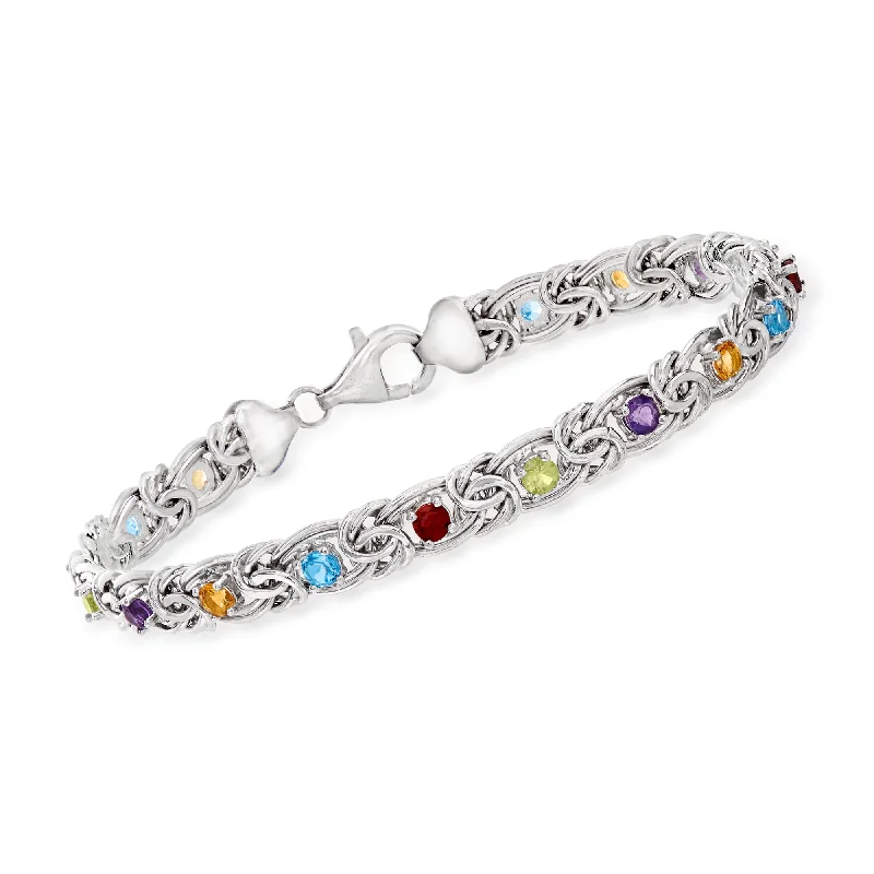 Ross-Simons Sky Blue Topaz Byzantine Bracelet in Sterling Silver