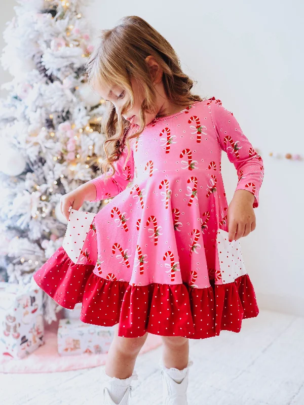 Flair Dress - Candy Cane Bubblegum